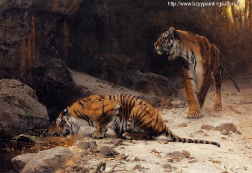 Tigers at a Drinking Pool.jpg