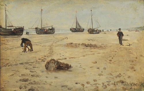 Coastal scene with fishing boats on the beach of Friesland.jpg