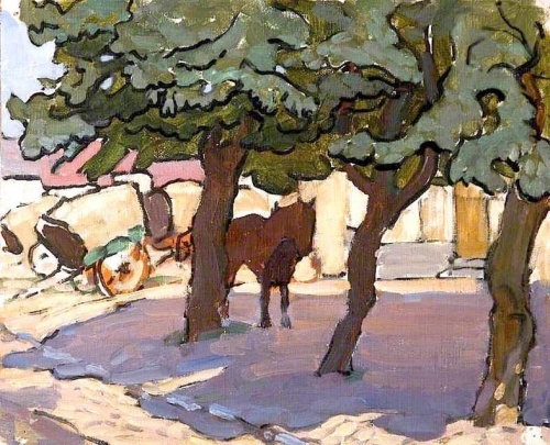 Street Scene with Trees and Carts.jpg