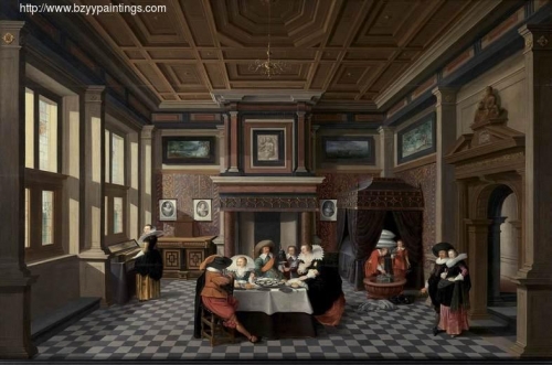 An Interior with Ladies and Gentlemen Dining.jpg