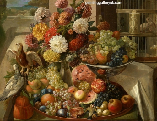 Great still life with birds flowers and fruits.jpg